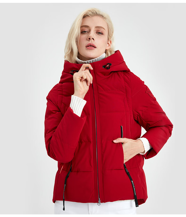 雪伦羽绒服女短款白鸭绒秋冬外套连帽a字型休闲韩版商场同款sharon