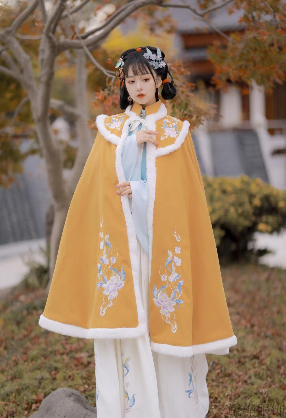 鲲桦明制汉服设计相思引汉服明制中国风刺绣斗篷云肩日常汉服套装