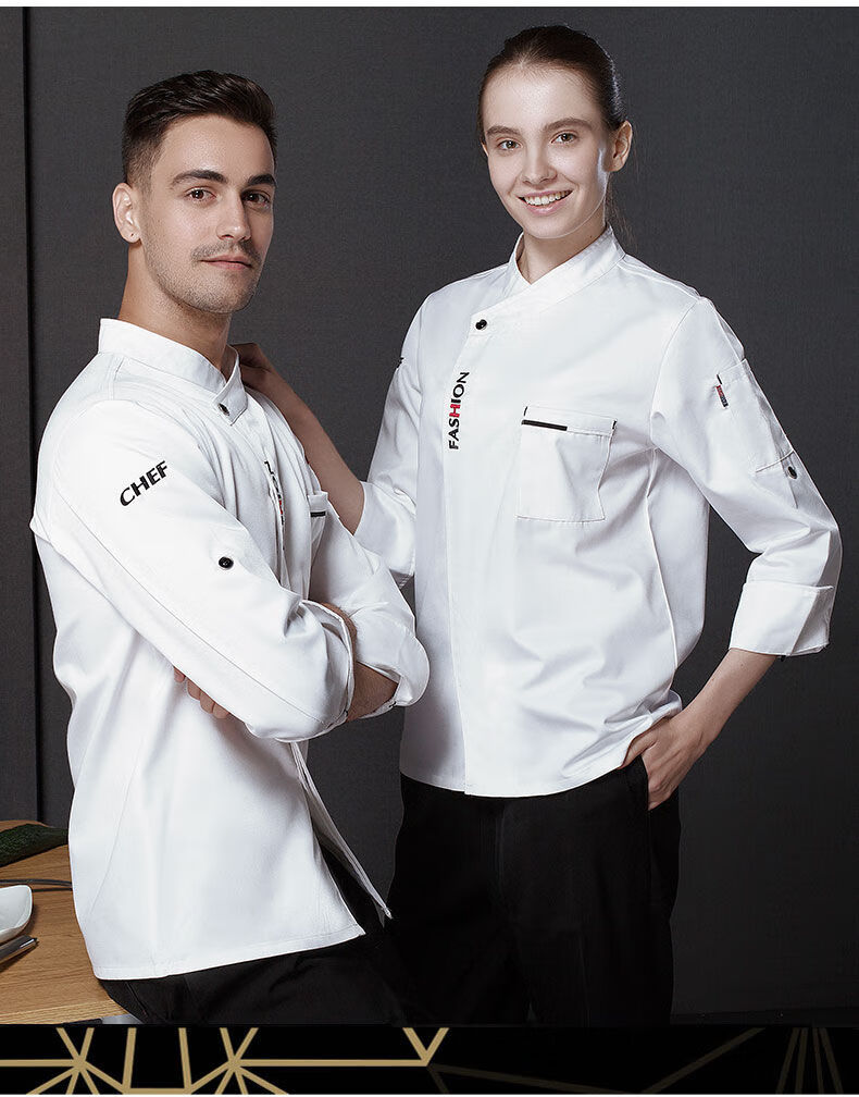 厨师工作服男长袖秋冬装主厨大厨高档中国风厨房西餐酒店厨师服 时尚