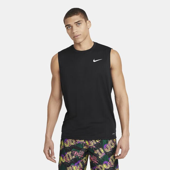 耐克nike男士泳衣无袖防水防晒吸汗弹力便于运动nessa585blackl