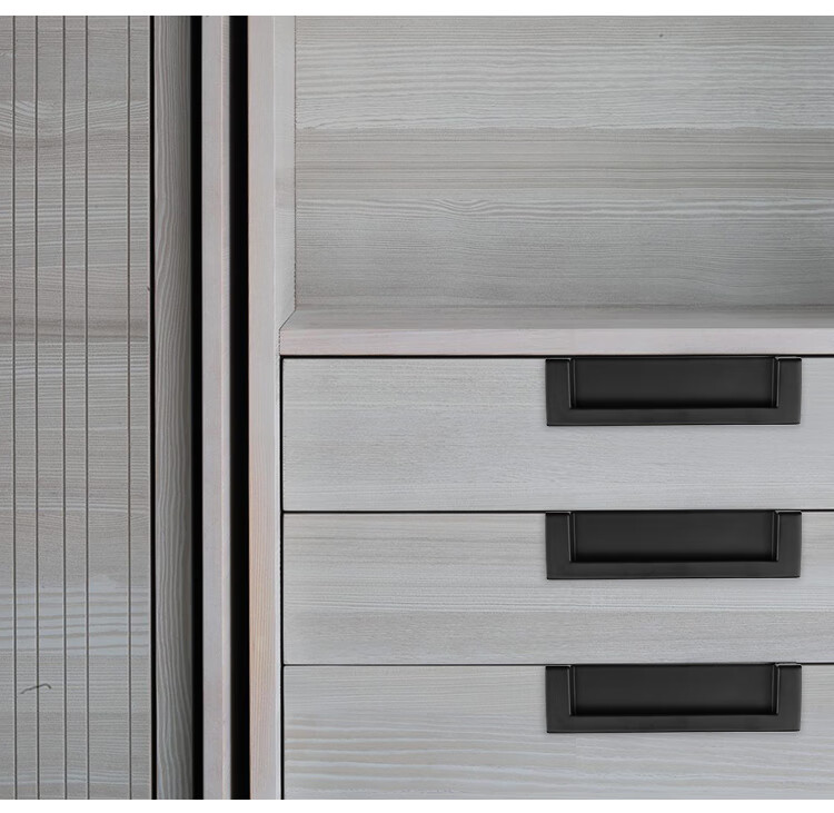 黑色暗装拉手美式挖槽抽屉把手衣柜内柜门金色内嵌隐形平拉手 暗扣