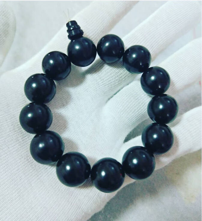 嫚纤ゞ抚顺天然煤精手串纯手工制作全尺寸手链男女式手串error轻奢