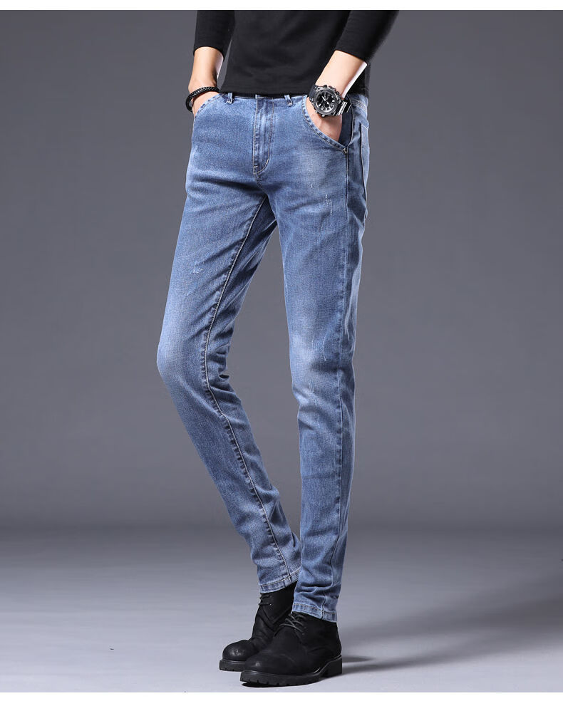 高品质加绒牛仔裤牛仔裤男秋冬新款潮牌修身男士休闲直筒加绒韩版潮流
