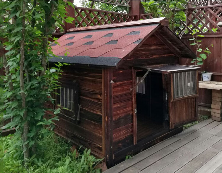 实木狗屋户外防雨室外宠物狗窝狗房子型大型犬舍木质狗笼冬天保暖 l