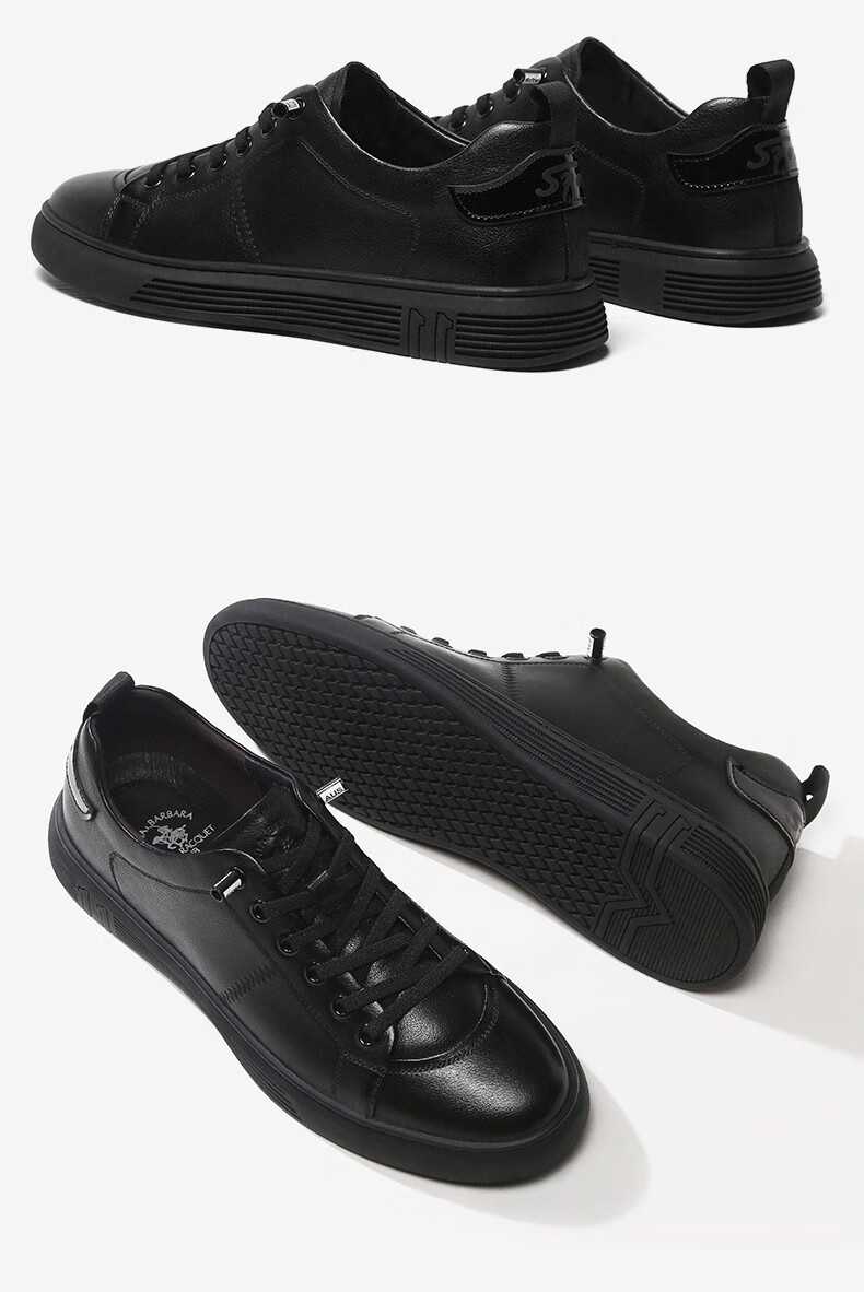 圣大保罗男鞋休闲鞋春秋季真皮透气低帮板鞋潮流时尚百搭鞋子男