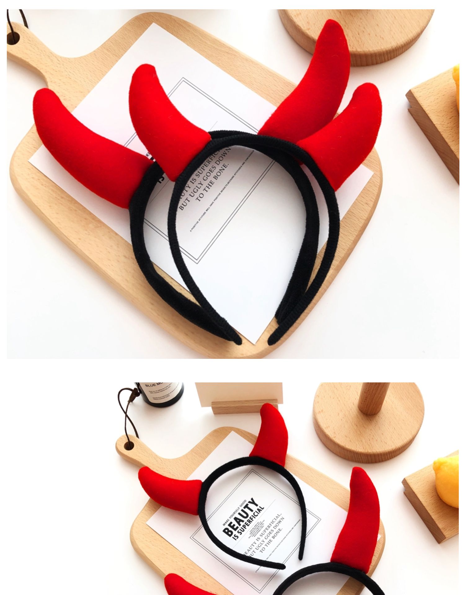 夸张新年红色牛角头饰发箍可爱超萌网红牛年搞怪发卡头箍年会 奶牛大