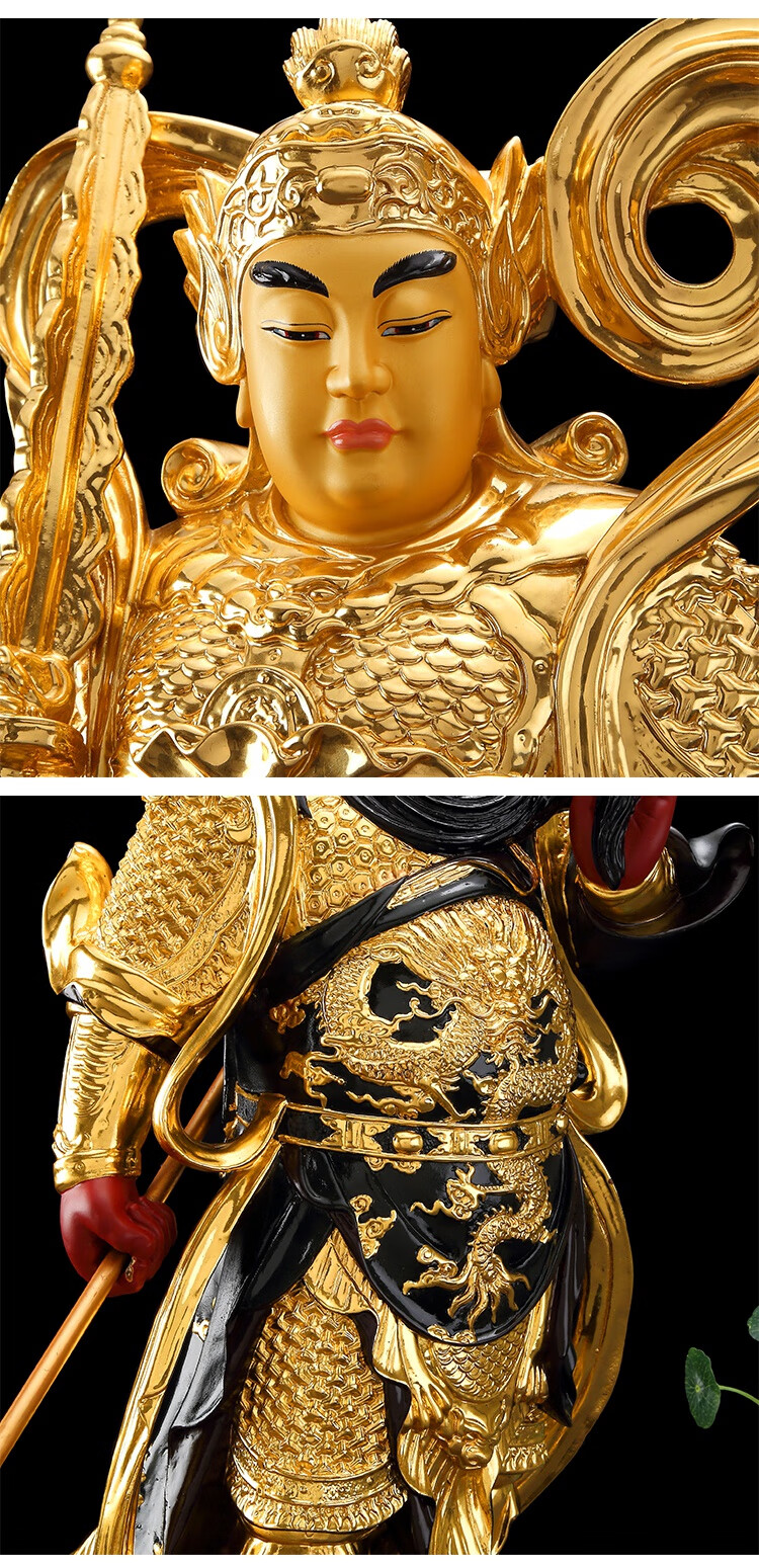 宝成佛具佛教用品手工贴金韦陀伽蓝护法佛像铜像家用供佛摆件 38厘米