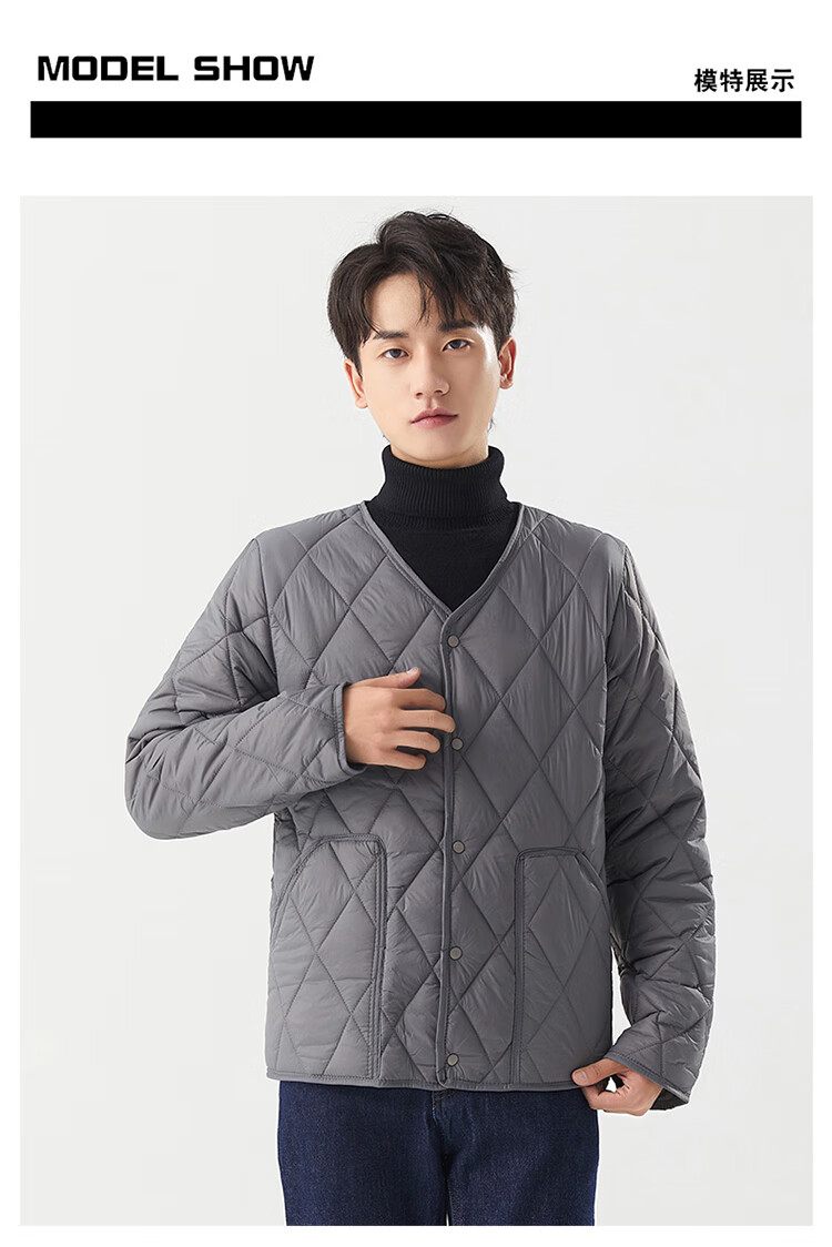 男士贴身无领小棉袄棉衣男短款秋冬季轻薄内穿羽绒棉内胆穿加绒加厚中