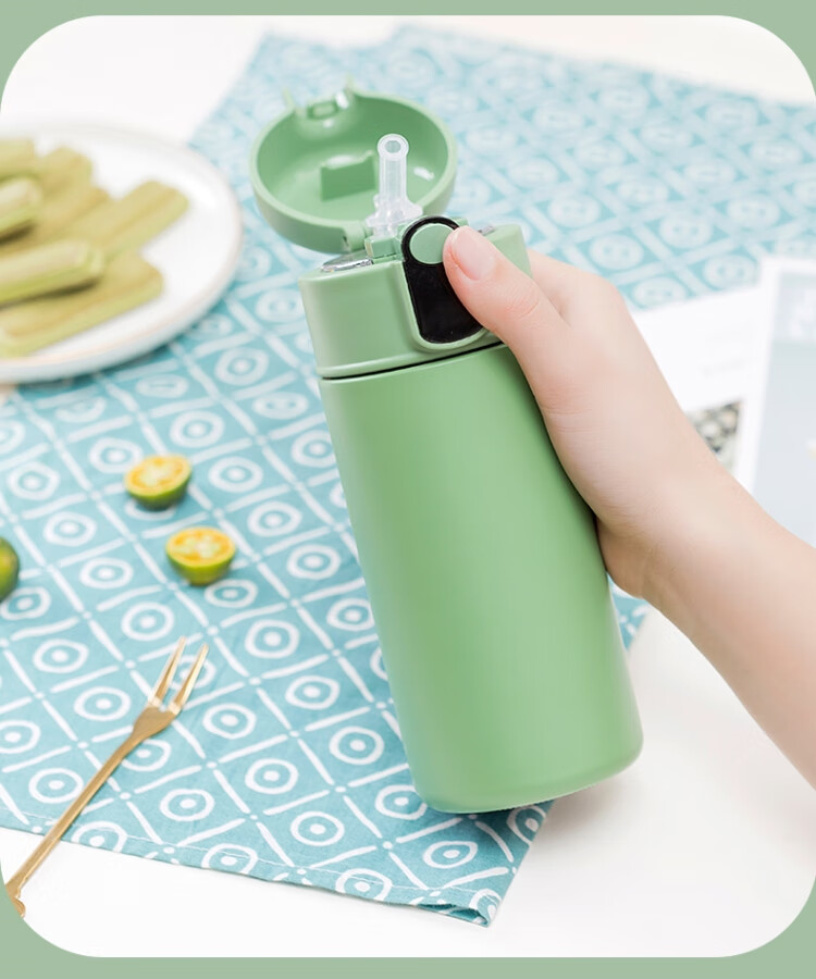 显示温度的保温杯 吸管式保温杯产妇孕妇可爱便携学生简约316不锈钢水