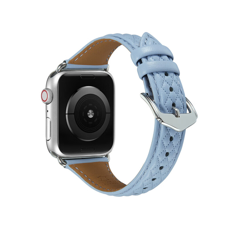 酷件 适用苹果手表s8菱格纹小蛮腰ultra真皮表带iwatch7se65感男女