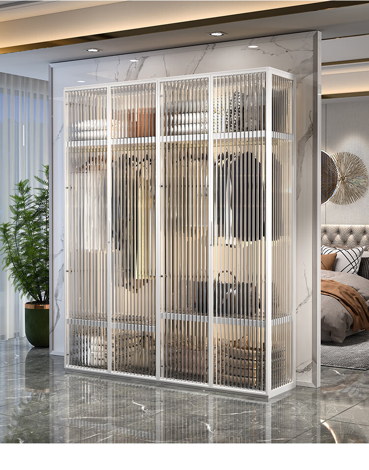 钢架衣柜玻璃门金属衣柜家用卧室简约现代轻奢铝合金衣帽间柜子组合