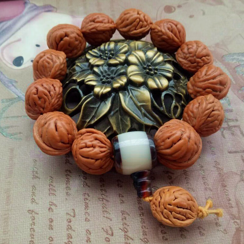 森匠秦岭野外生龙纹桃核手串打底挂瓷霸王龙大肚文玩桃胡佛珠男女手串