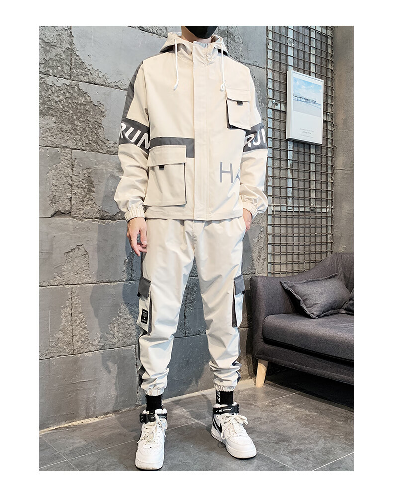 锡曼尘 胖男生穿搭套装轻熟朋克风男装外套暗黑系微胖男生穿搭套装