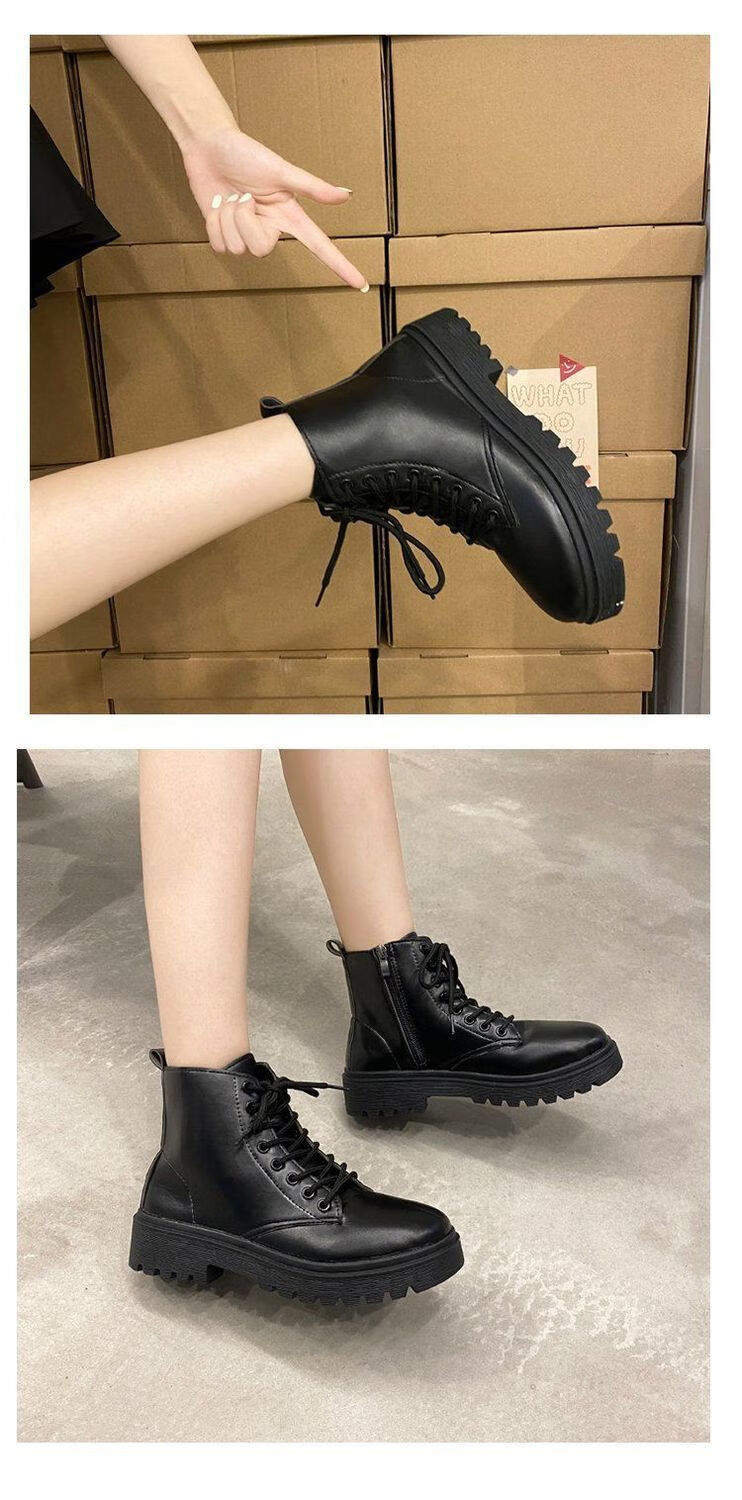 马丁靴女生鞋子女士短靴子女2021春夏季新款英伦风时尚潮流韩版黑色