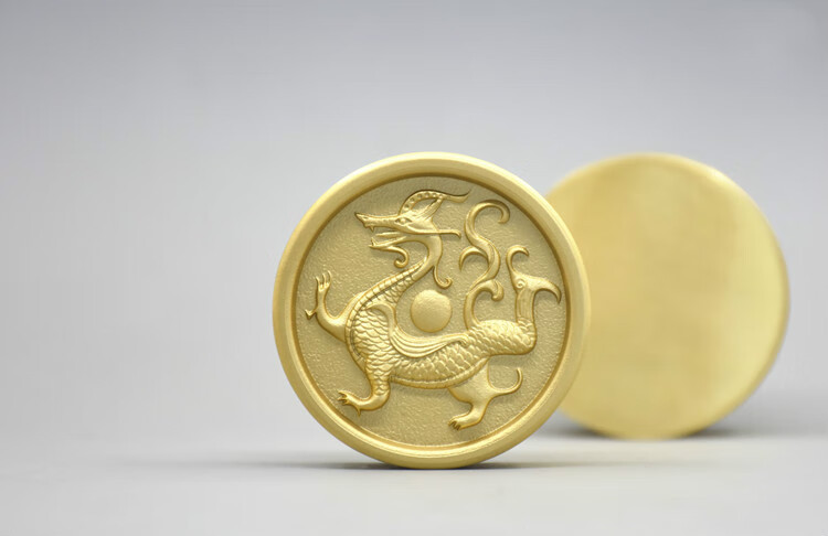 黄铜镇纸四大神兽书法镇尺文房四宝创意压圆形摆件sn7438大号朱雀圆