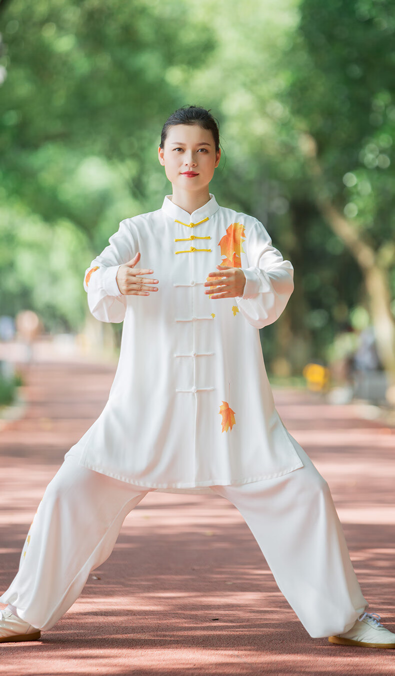 爭風華楓葉太極服女新款飄逸太極拳練功服男武術表演比賽服八段錦春