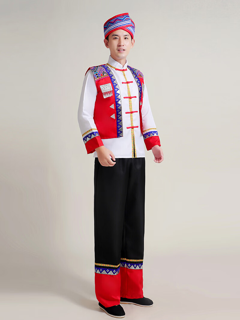 羌族服装少数民族服装男士苗族畲族羌族瑶侗族舞蹈服土家族彝族壮族