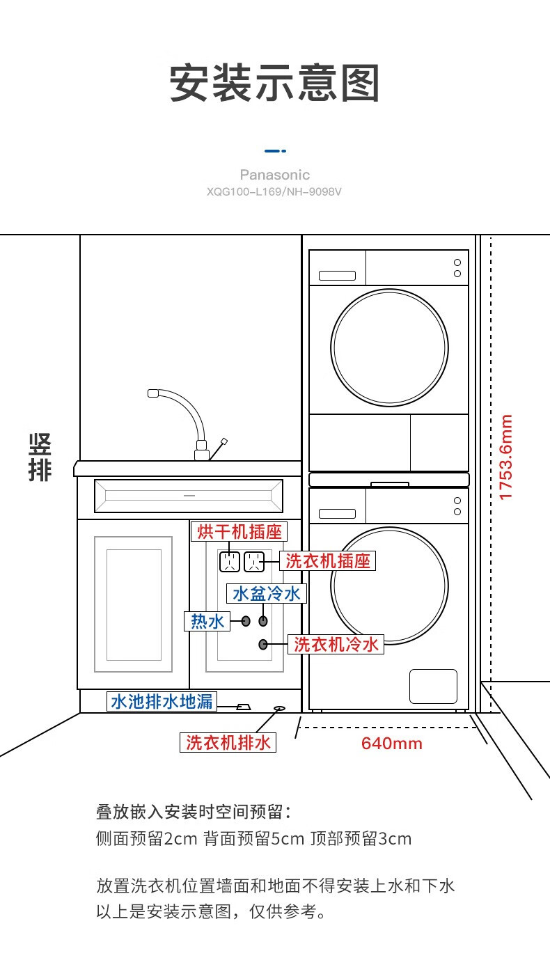 滚筒洗衣机排水尺寸图图片