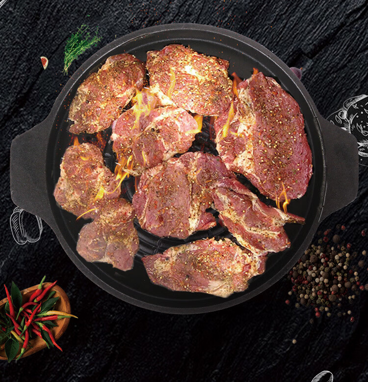 韩式水煎牛肉烤盘铸铁搪瓷圆形两吃涮烤一体火锅煤气灶电磁炉通用特惠