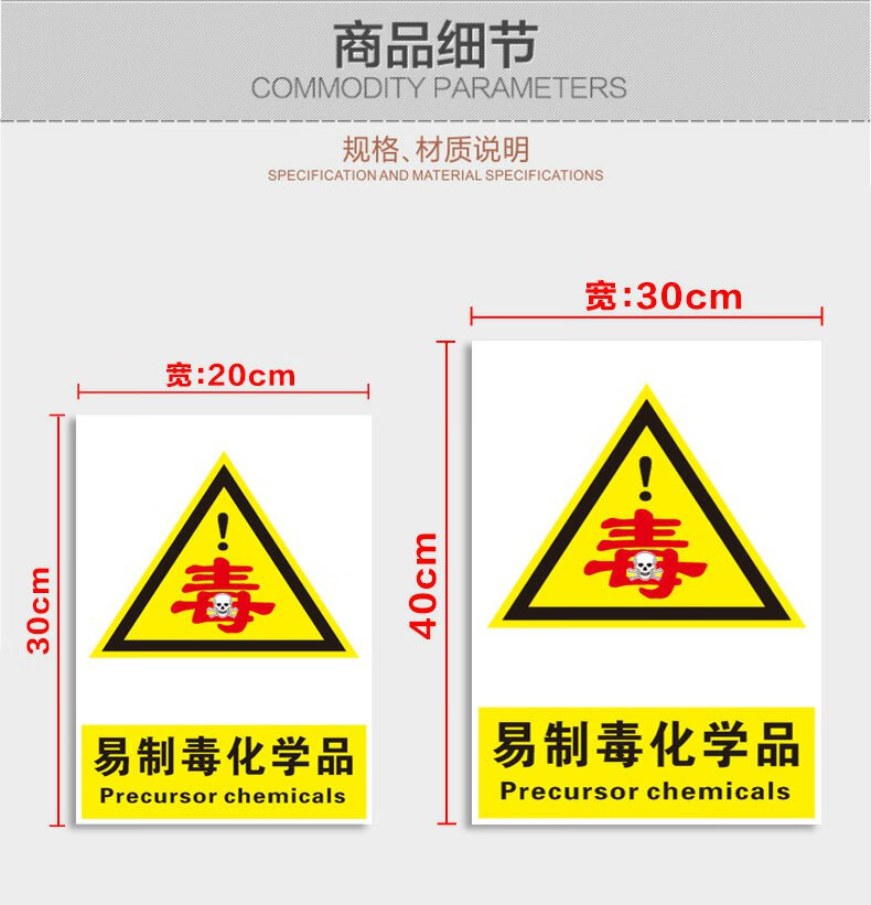 危化品倉庫危廢化學品易制爆製毒劇毒品危險品危險警示標識全套提示