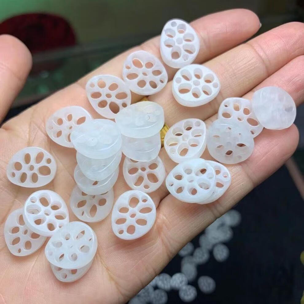 硕熙和田玉白玉藕片配饰吊坠diy配件吊坠项链和田玉藕片单颗