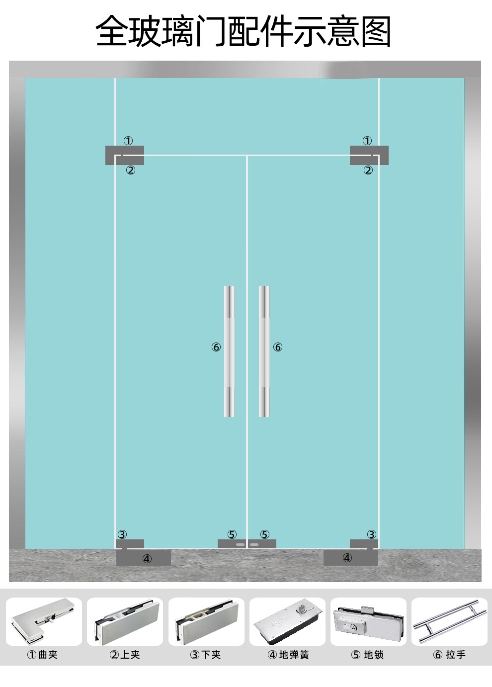地弹簧地簧h220b木门铝合金有框无框玻璃门地弹璜配件通用型子玺n220b