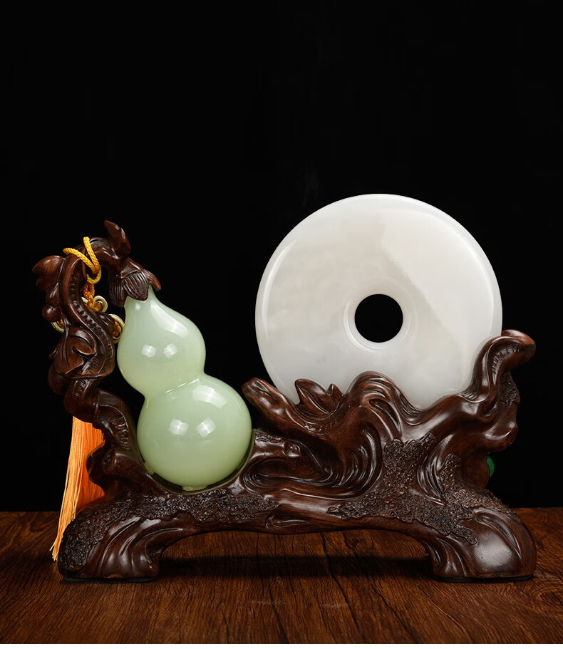 缘汇阁玉石平安扣葫芦摆件办公室办公桌摆设工艺品客厅酒柜玄关电视柜