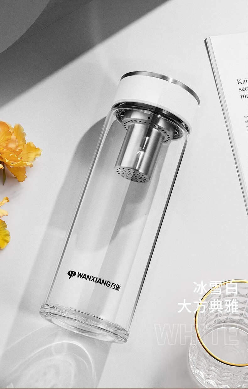 万象玻璃杯单层大容量商务水杯女士办公室茶杯高硼硅玻璃水杯便携车载