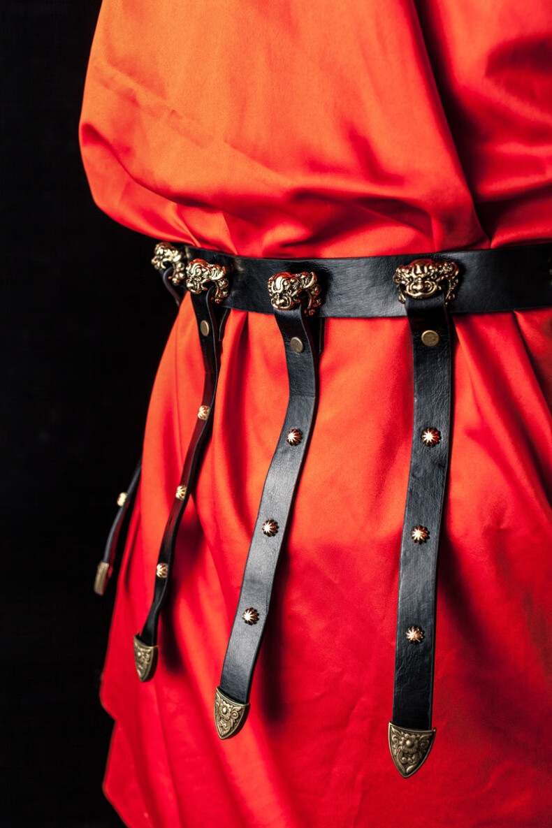 可开票狻猊带蹀躞带革带腰带9銙单扣搭圆领袍汉服腰带配饰日常百搭单