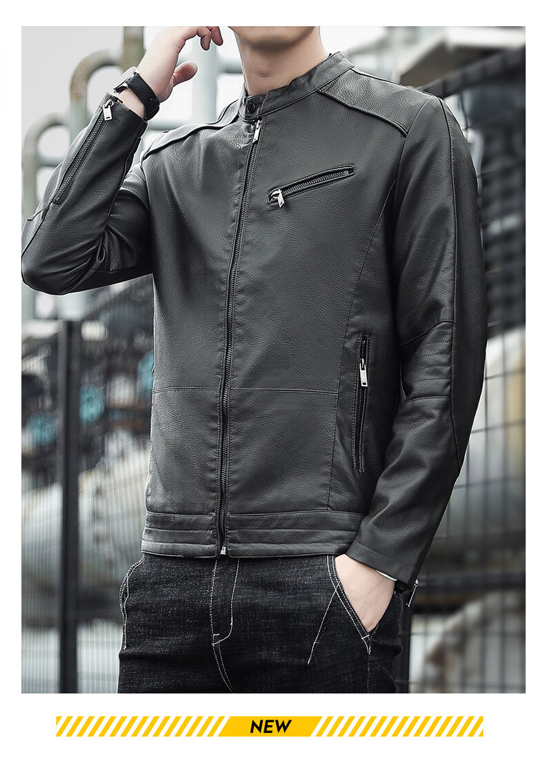 罗威凯狮 皮衣男2020新款帅气设计感皮夹克潮牌软皮韩版秋冬季男士