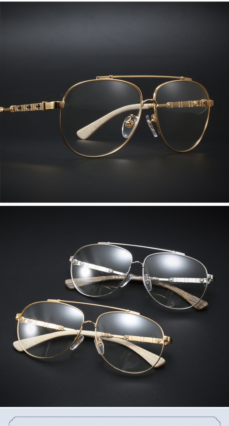 双梁纯钛眼镜框复古大框日韩时尚近视眼镜网红防蓝光眼镜 黑色-镜框总