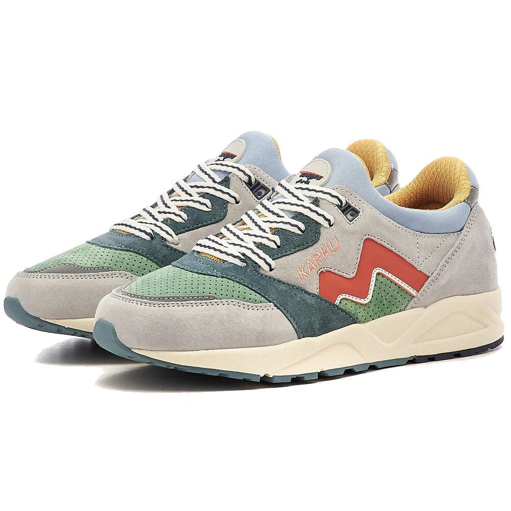 karhu卡虎aria95新款少尉蓝网眼系带绒面革拼接复古跑步鞋f803081405