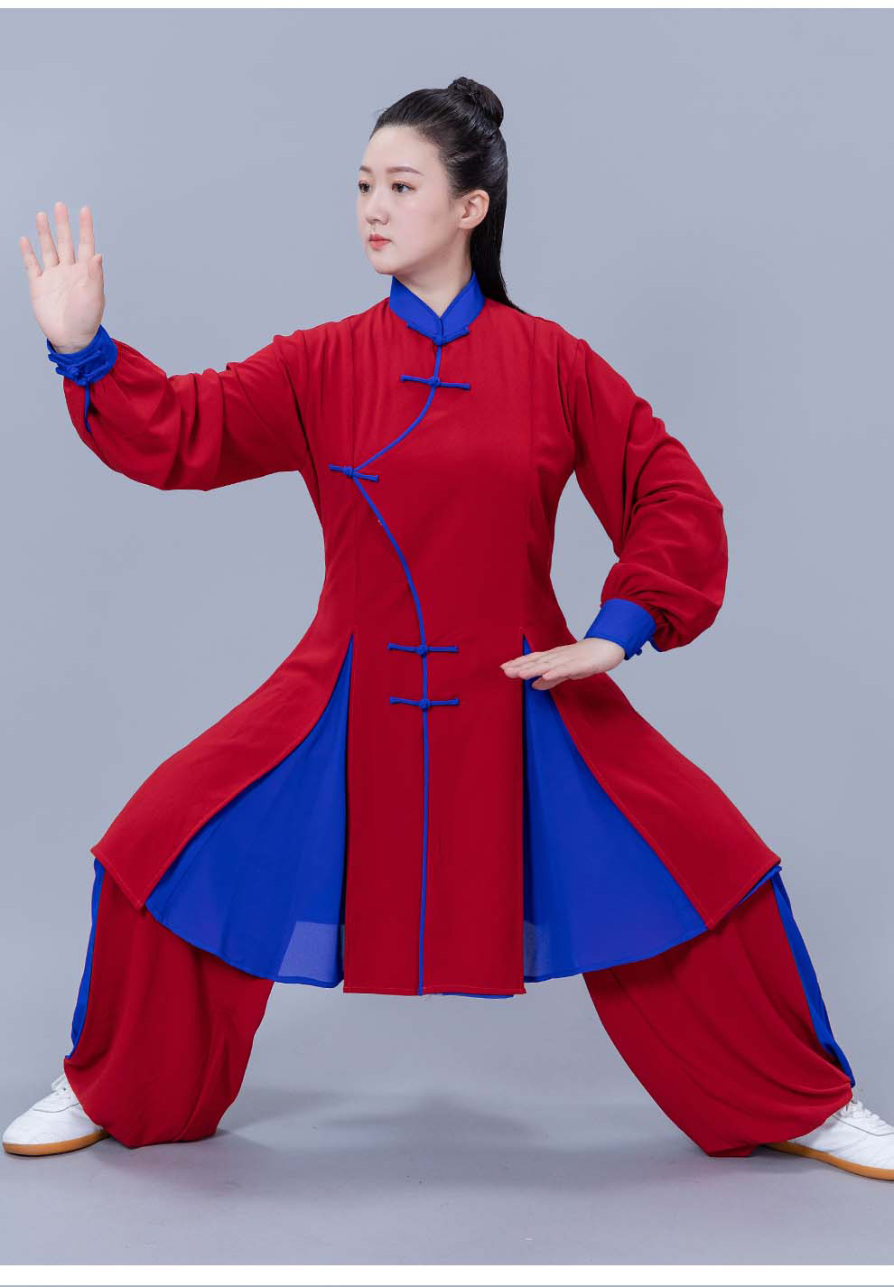 绘武太极服女秋冬武术服装偏襟太极拳服陈家沟练功表演晨练服拼接设计