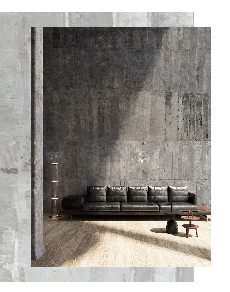 水泥石灰墙壁纸现代简约灰色墙纸无纺布墙布电视背景墙工业风 主图