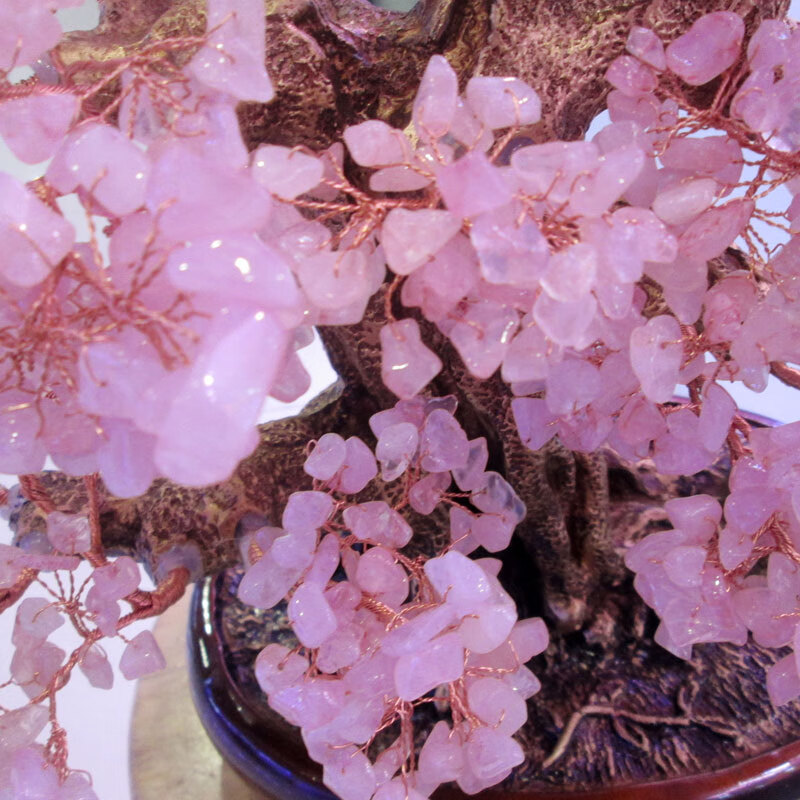 水晶粉晶树摆件招桃花旺l姻缘摇钱树创意客厅现代乔迁礼品 代乔迁礼品