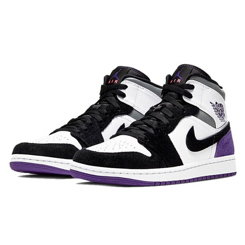 潮nike耐克男鞋新款款airjordan1aj1乔1mid黑脚趾潮流休闲篮球鞋bq
