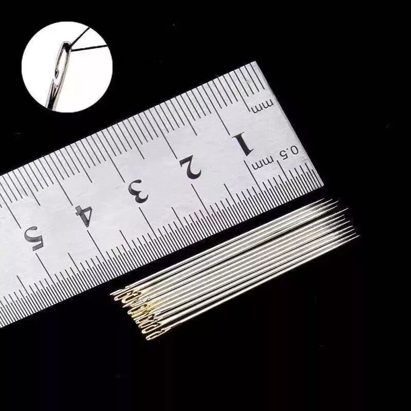 老人不穿线的针免穿针免认盲人针家缝衣针木筒手缝针针盒 免穿针新