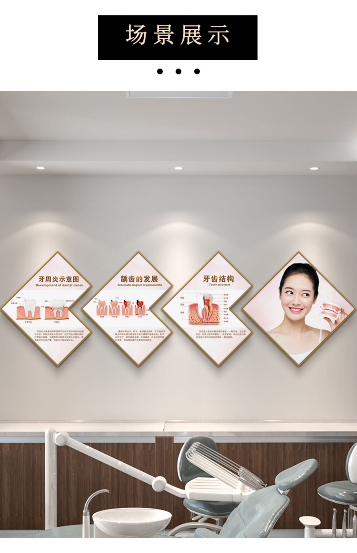 牙科装饰画牙齿种植矫正宣传海报图口腔科背景墙壁画口腔诊室挂画 gy