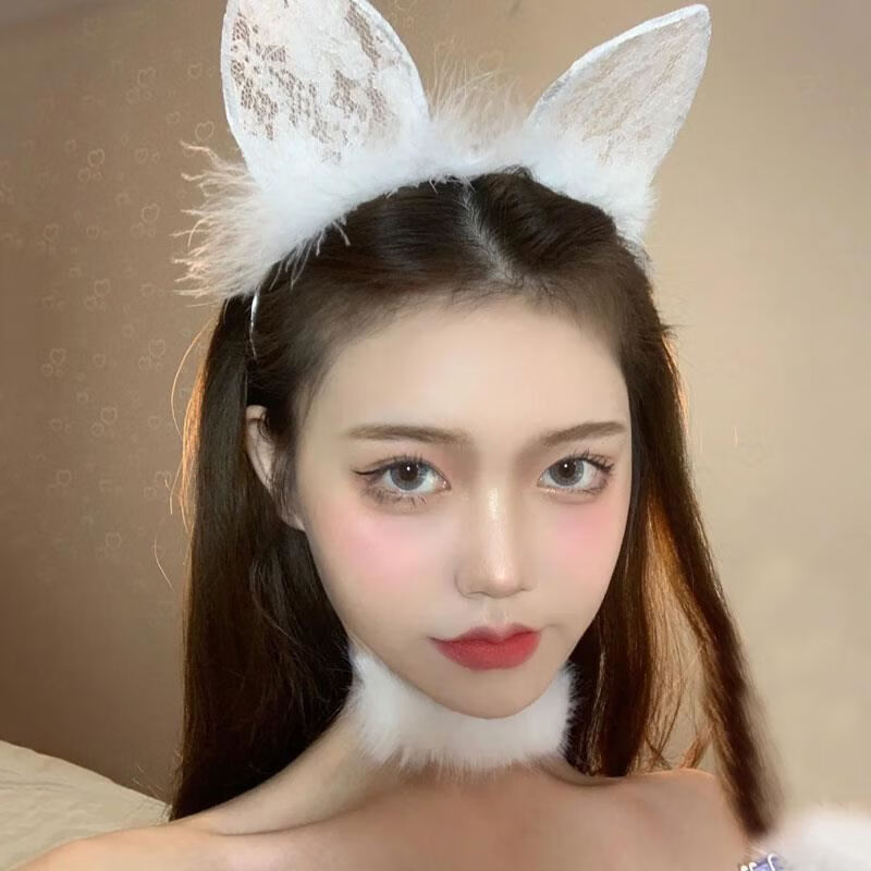 仙女超仙发卡网红同款猫耳头饰小众森女发饰 黑色蕾丝猫耳发箍【图片
