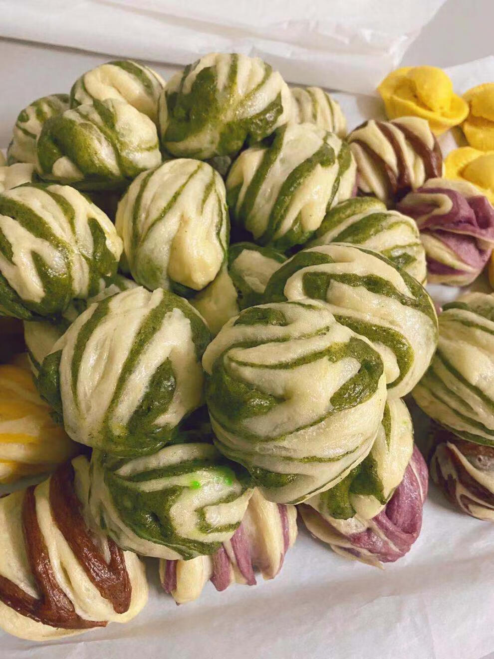 杂粮花卷手工制作速食即食早餐杂粮五彩花卷 食三舍 玉米面花卷24个