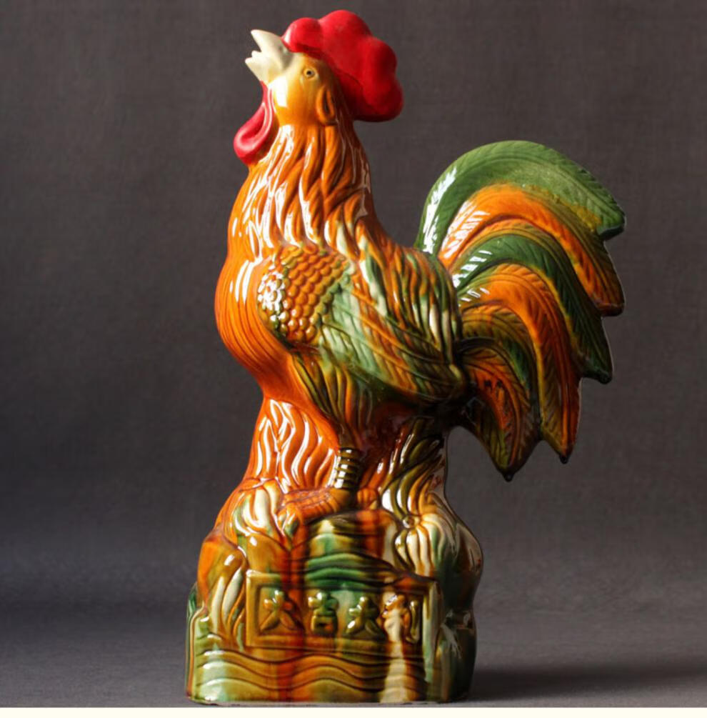 洛阳唐三彩大吉大利风水大公鸡陶瓷器生肖工艺品居饰品摆设件 金鸡宝