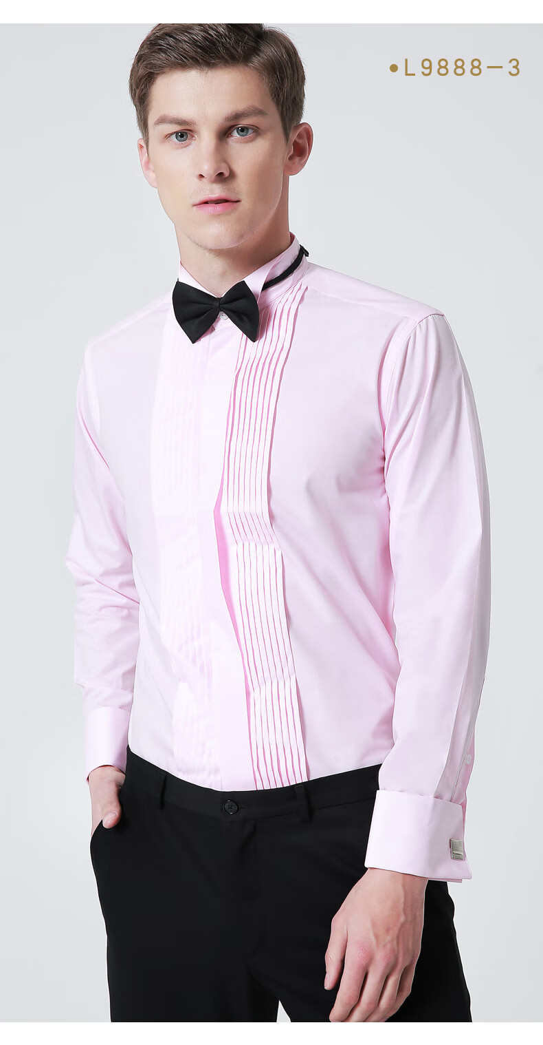 【特价清仓】花花公子春夏季男士礼服法式衬衫领结衬衫燕子领新郎伴郎