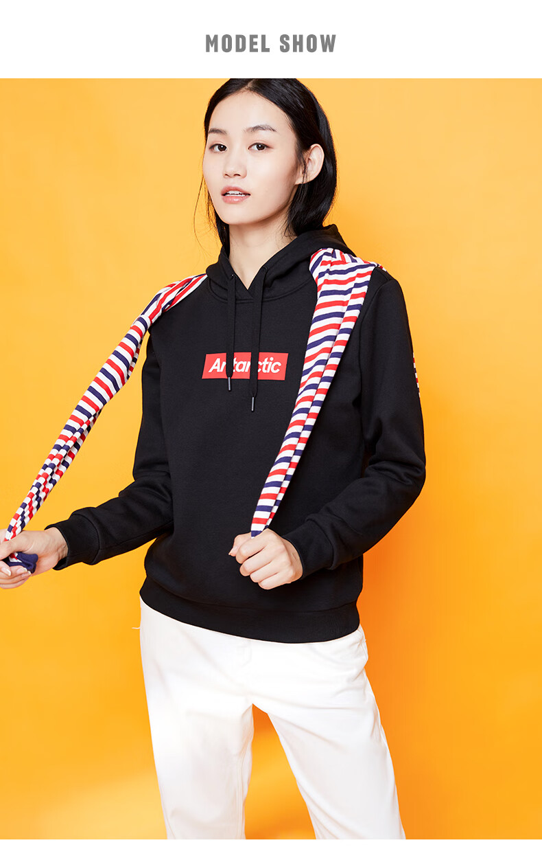 安踏卫衣女加绒运动连帽卫衣衫休闲运动2021新品舒适针织套头上衣网店