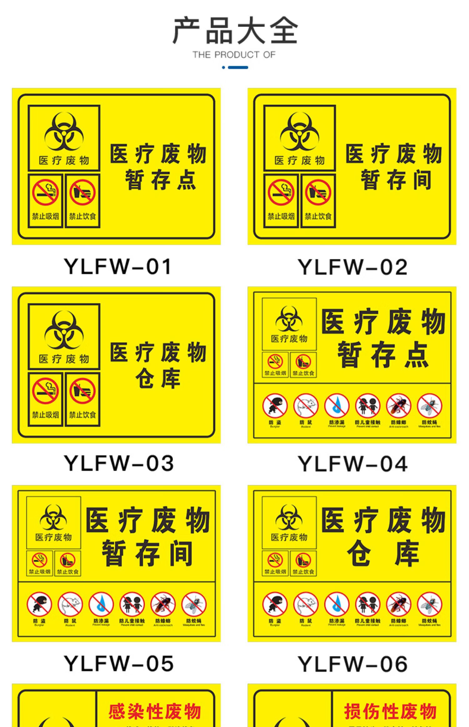 醫療廢物暫存間標識標貼暫存處暫存點倉庫警示警告提示牌垃圾標誌貼