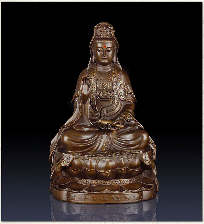 大号纯铜观音佛像摆件铜观音工艺品观音客厅玄关摆件保平安铜佛像