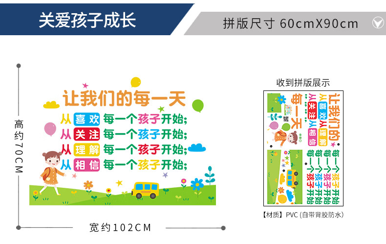 幼儿园文化墙面装饰楼梯墙贴画3d立体班级教室环创主题标语贴纸 一切