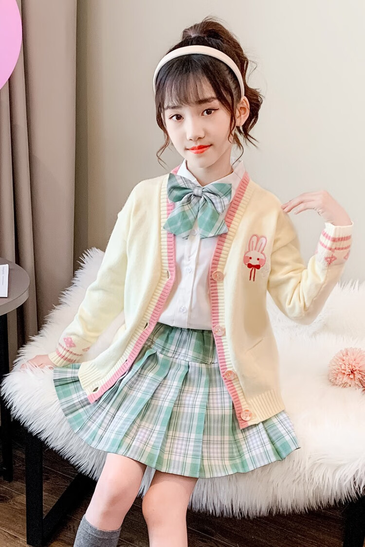南极人品牌童装 儿童jk套装裙 女童衬衫短裙两件套裙公主校服儿童