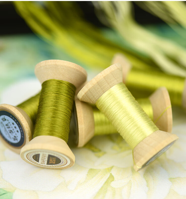 绣匠手工苏绣湘绣桑蚕丝绣花线真丝手工绣线黄色系青黄色4号