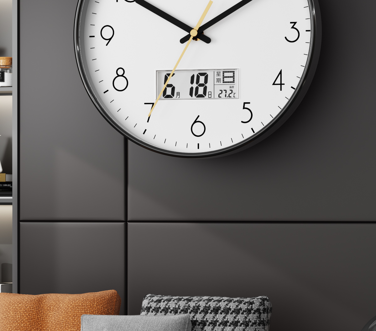 北极星polaris智能自动对时电波钟客厅时尚挂表挂墙家用现代简约北欧
