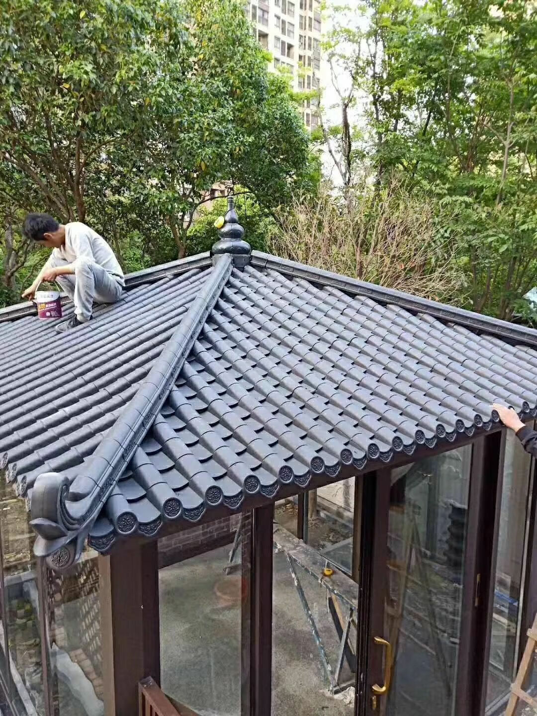 磐阙磐阙上新树脂瓦葫芦宝顶瓦隔热别墅屋面瓦屋顶瓦琉璃瓦塑料宝鼎